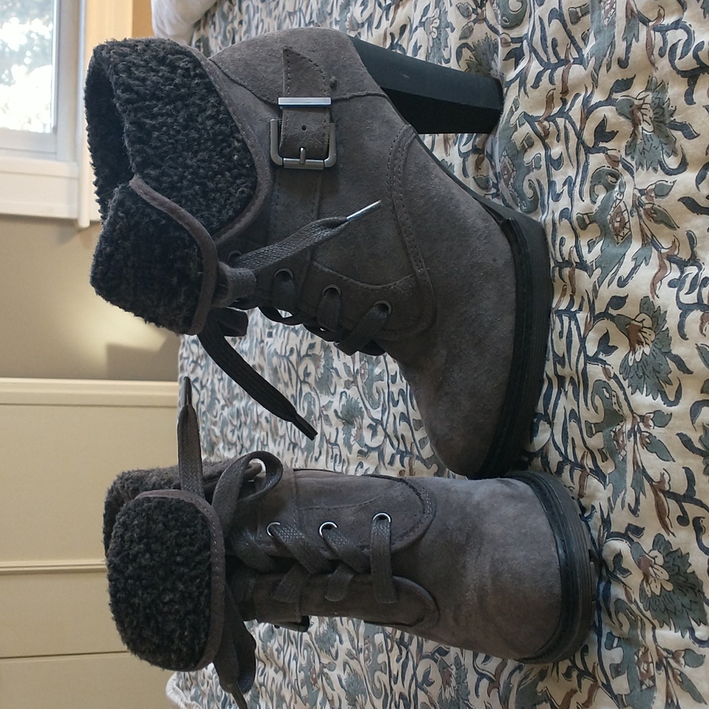 Grey suede booties